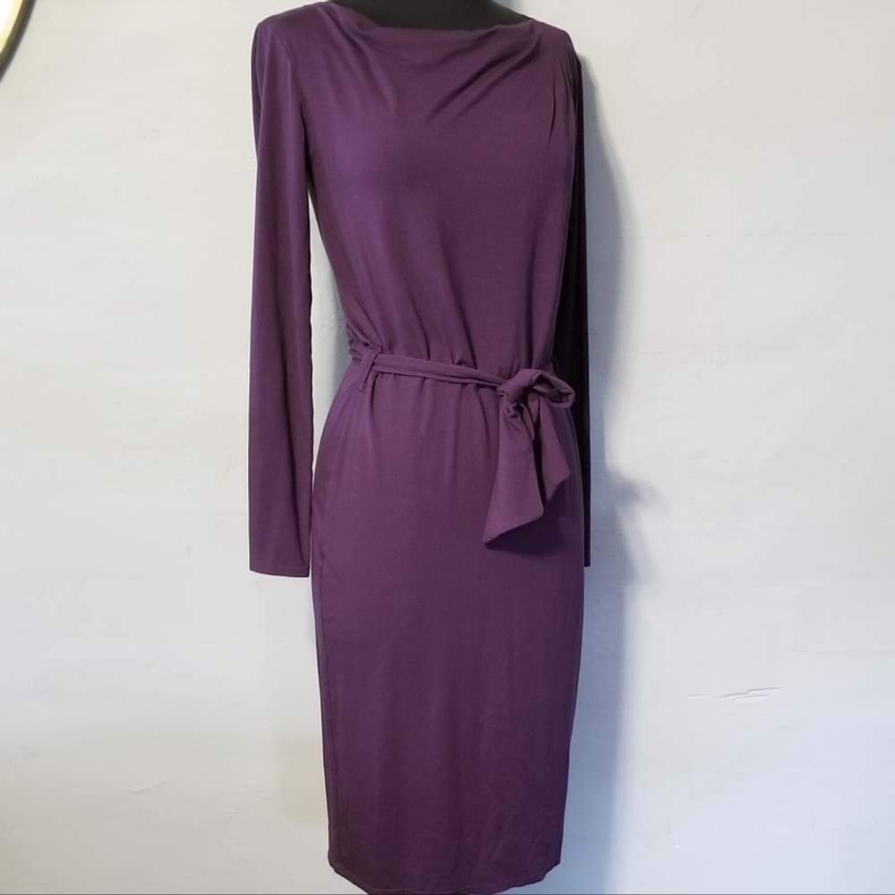 NIFE Long-Sleeve Tie-Belt Dress